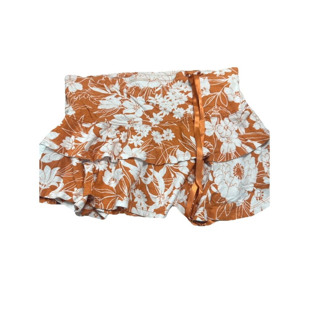 Vintage Y2K Big Flirt Orange Tropical Floral Tiered Micro Mini Skirt